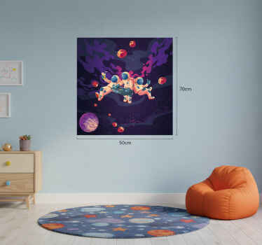 Nursery poster of playful cartoon astronauts - TenStickers