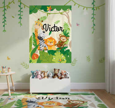 Nursery poster with custom jungle animals - TenStickers