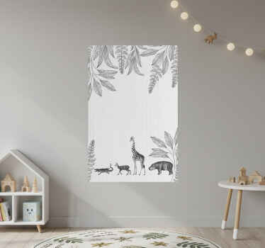 Nursery poster with safari animals and trees border - TenStickers