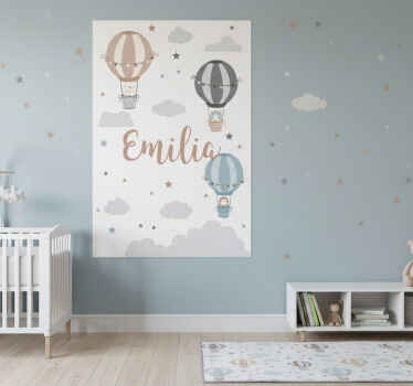 Nursery poster with pastel balloons and clouds - TenStickers