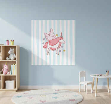 Nursery poster with unicorns, wings, and flowers - TenStickers