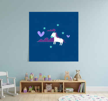 Nursery poster of adorable unicorns with clouds and stars - TenStickers