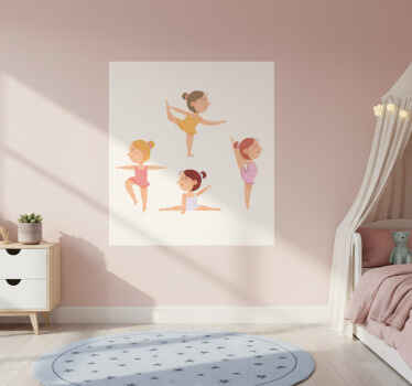 Nursery poster set of ballerinas stretching - TenStickers