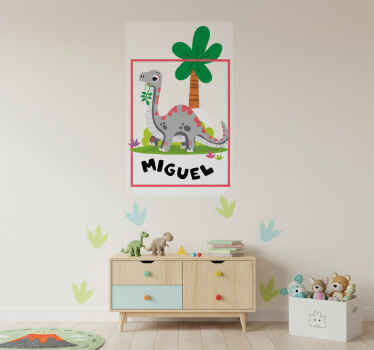 Nursery poster gray long-necked dinosaur - TenStickers