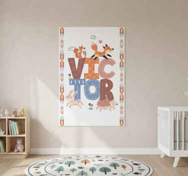 Nursery poster featuring named forest animals - TenStickers