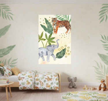 Nursery poster tropical animal adventure - TenStickers