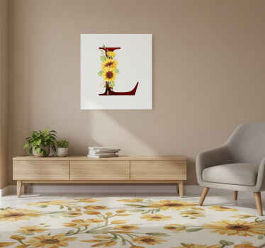 Flower poster customizable initial sunflower - TenStickers