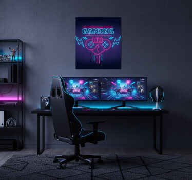 Gaming poster mit neonlicht gaming logo - TenStickers