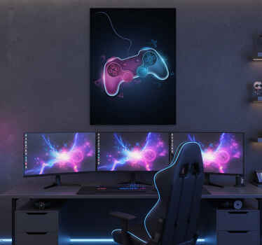 Gaming poster mit bunten neon-pads grafik - TenStickers