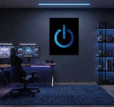 Gaming poster mit blauer ein/aus-symbolgrafik - TenStickers