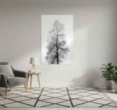 꽃과 식물이 있는 포스터 모노크롬 나무 실루엣 - TenStickers