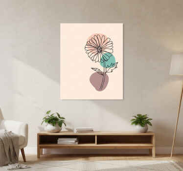 꽃과 식물이 있는 포스터 데이지 꽃 자연 선화 디자인 - TenStickers