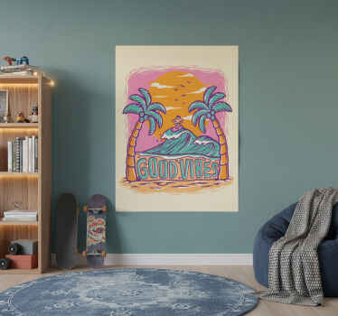 Poster ados vibes positives surf - TenStickers
