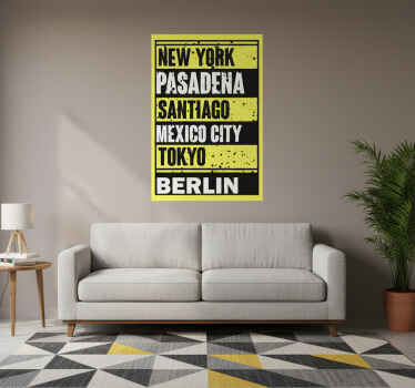 Poster zitat mit städten textüberlagerung - TenStickers