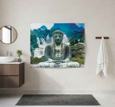 Zen poster serene buddha waterfall - TenStickers