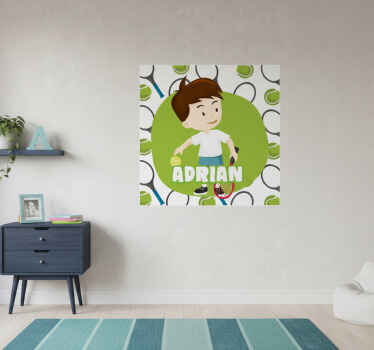 Kid tennis player personalized sports poster - TenStickers
