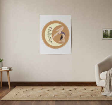 Sports poster of yoga pose illustration with moon - TenStickers