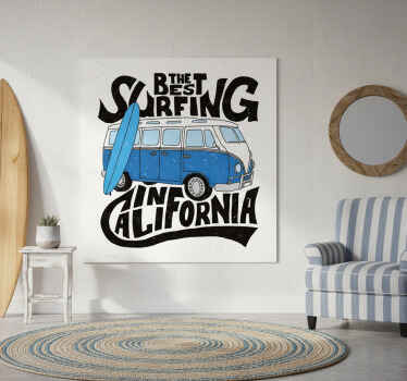 Sports poster surfing california van artwork - TenStickers