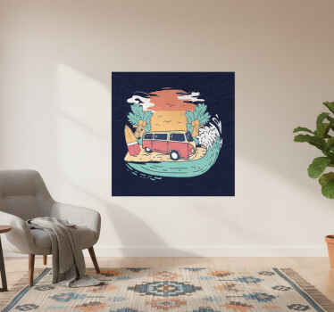 City poster surfing van scene - TenStickers