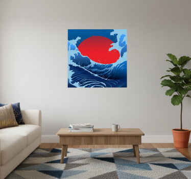 Poster landschaft rote sonnenwellen - TenStickers