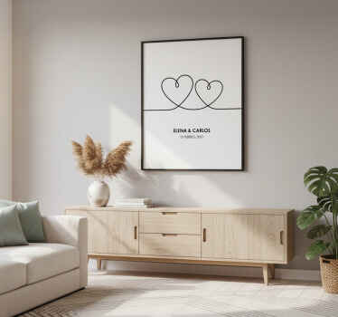 Poster para personalizar coração em linha única - TenStickers