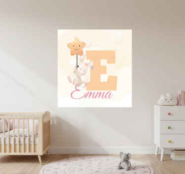Personalisierte poster glücklicher hase mit stern - TenStickers