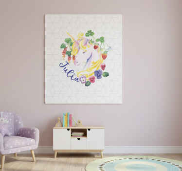 Personalisierte poster einhorn blumenarrangement - TenStickers