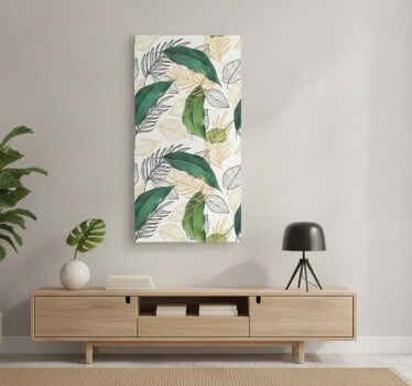 Poster de plantas folhas verdes e douradas com arte - TenStickers