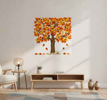 Poster árboles vinilo decorativo vegetación otoño - TenVinilo