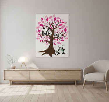 Poster árboles adhesivo de pared con pandas niños - TenVinilo