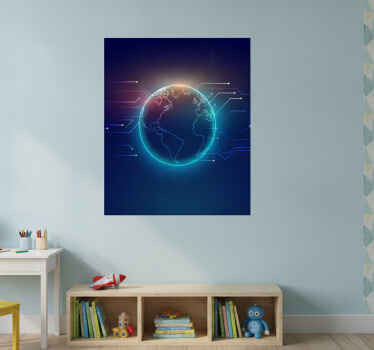 Poster mapamundi mapa mundial telecomunicaciones geométrico - TenVinilo