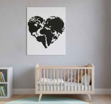 Poster mapamundi adhesivo en forma de corazón - TenVinilo