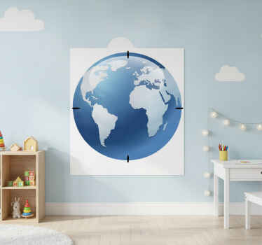 Poster mapamundi efecto agua reloj - TenVinilo