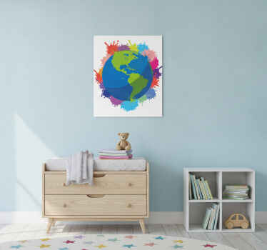 Poster mapamundi colores salpicados - TenVinilo