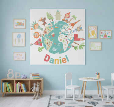 Poster mapamundi mundo feliz - TenVinilo