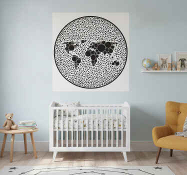 Poster mapamundi diseño global circular - TenVinilo