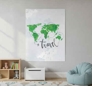 Poster mapamundi acuarela de viaje - TenVinilo
