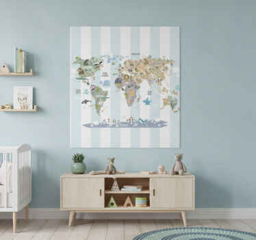 Poster mapamundi mapa de fauna mundial - TenVinilo