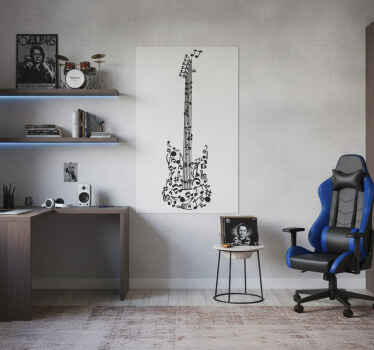 Poster musicales vinilo decorativo guitarra pentagrama - TenVinilo
