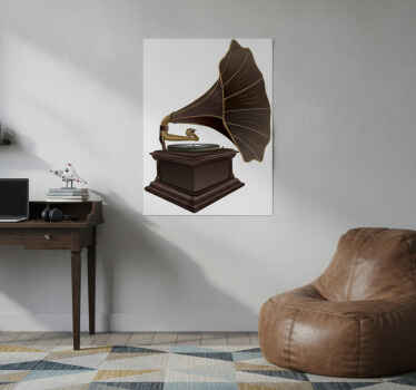 Poster musicales vinilo decorativo gramófono vintage - TenVinilo