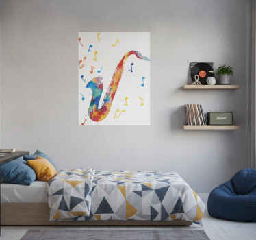 Poster musicales saxofón de colores - TenVinilo