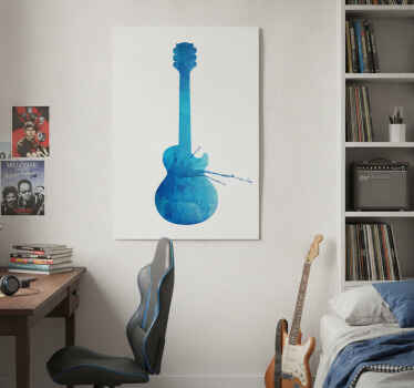 Poster musicales vinilo decorativo guitarra salpicada - TenVinilo