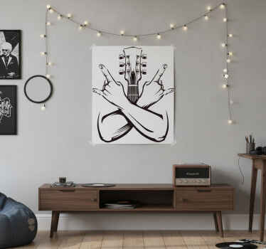 Poster musicales signo de manos cruzadas rock - TenVinilo