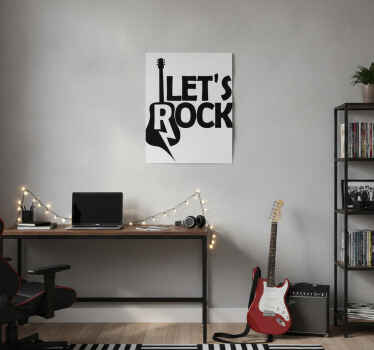 Poster musicales guitarra y texto de rock - TenVinilo