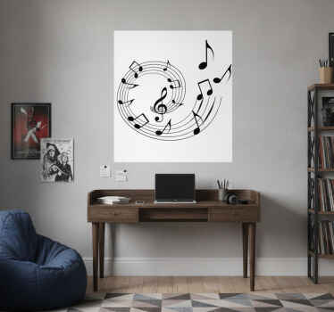 Poster musicales vinilo decorativo pentagrama espiral - TenVinilo
