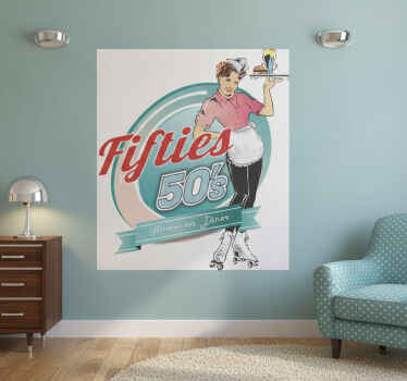 Poster vintage vinilo decorativo camarera americana - TenVinilo