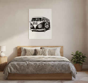 Poster vintage vinilo decorativo furgoneta hippie - TenVinilo