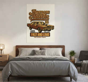 Poster vintage vinilo decorativo coche clásico americano - TenVinilo