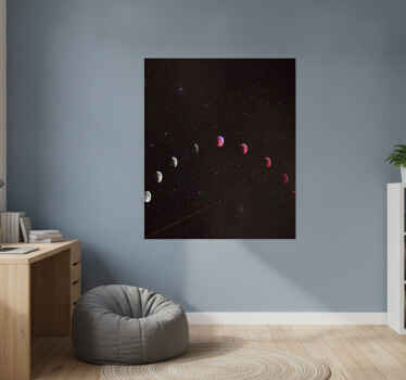 Poster paisajes fases de la luna con fondo galáctico - TenVinilo