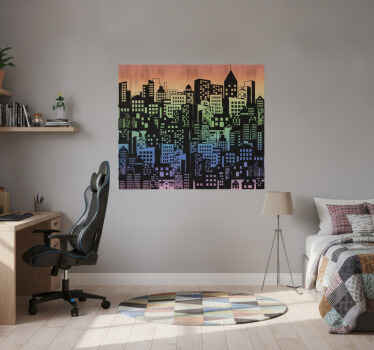 Poster paisajes sticker para puerta de closet multicolor - TenVinilo